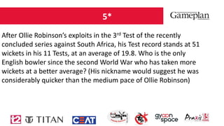 5*
After Ollie Robinson’s exploits in the 3rd Test of the recently
concluded series against South Africa, his Test record stands at 51
wickets in his 11 Tests, at an average of 19.8. Who is the only
English bowler since the second World War who has taken more
wickets at a better average? (His nickname would suggest he was
considerably quicker than the medium pace of Ollie Robinson)
 
