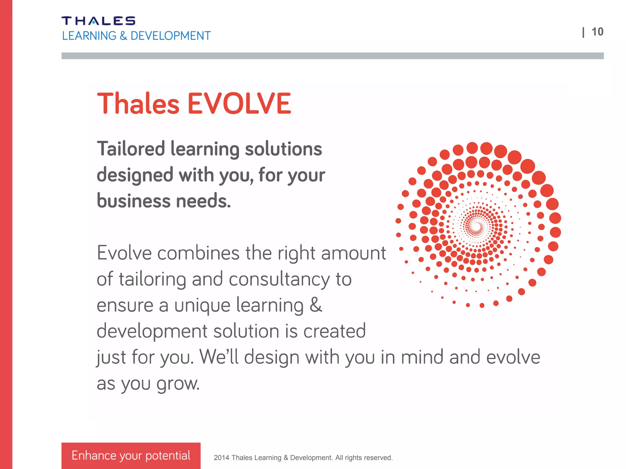 2014 Thales Learning & Development. All rights reserved.
| 10
 