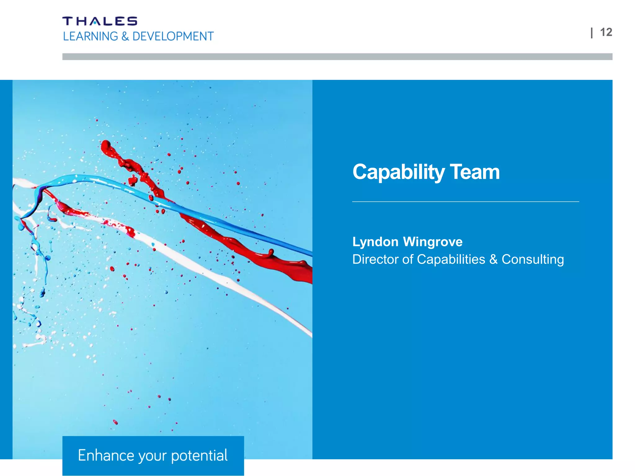 | 12
Capability Team
Lyndon Wingrove
Director of Capabilities & Consulting
 