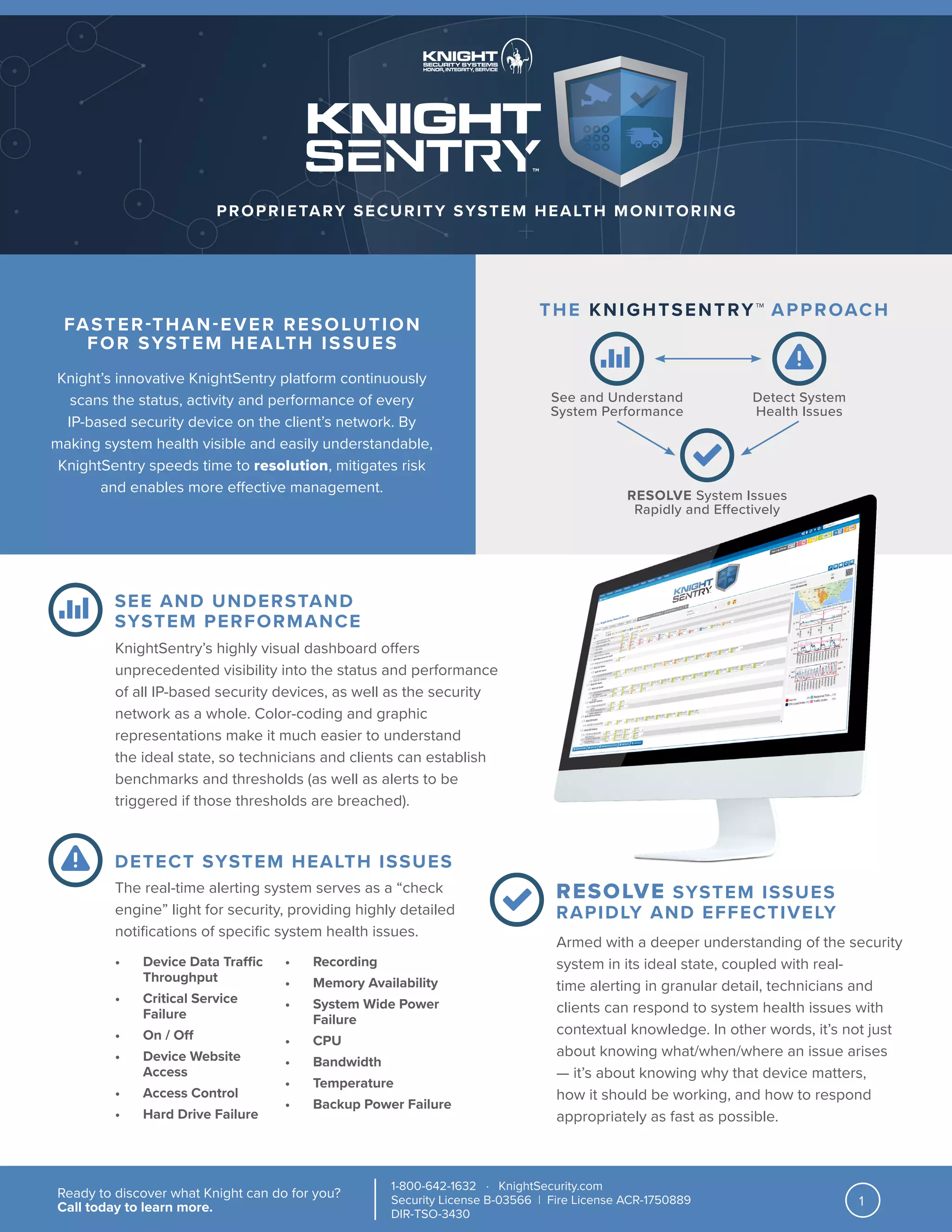 KnightSentry 2.0 One Pager: Proprietary Security System Health ...