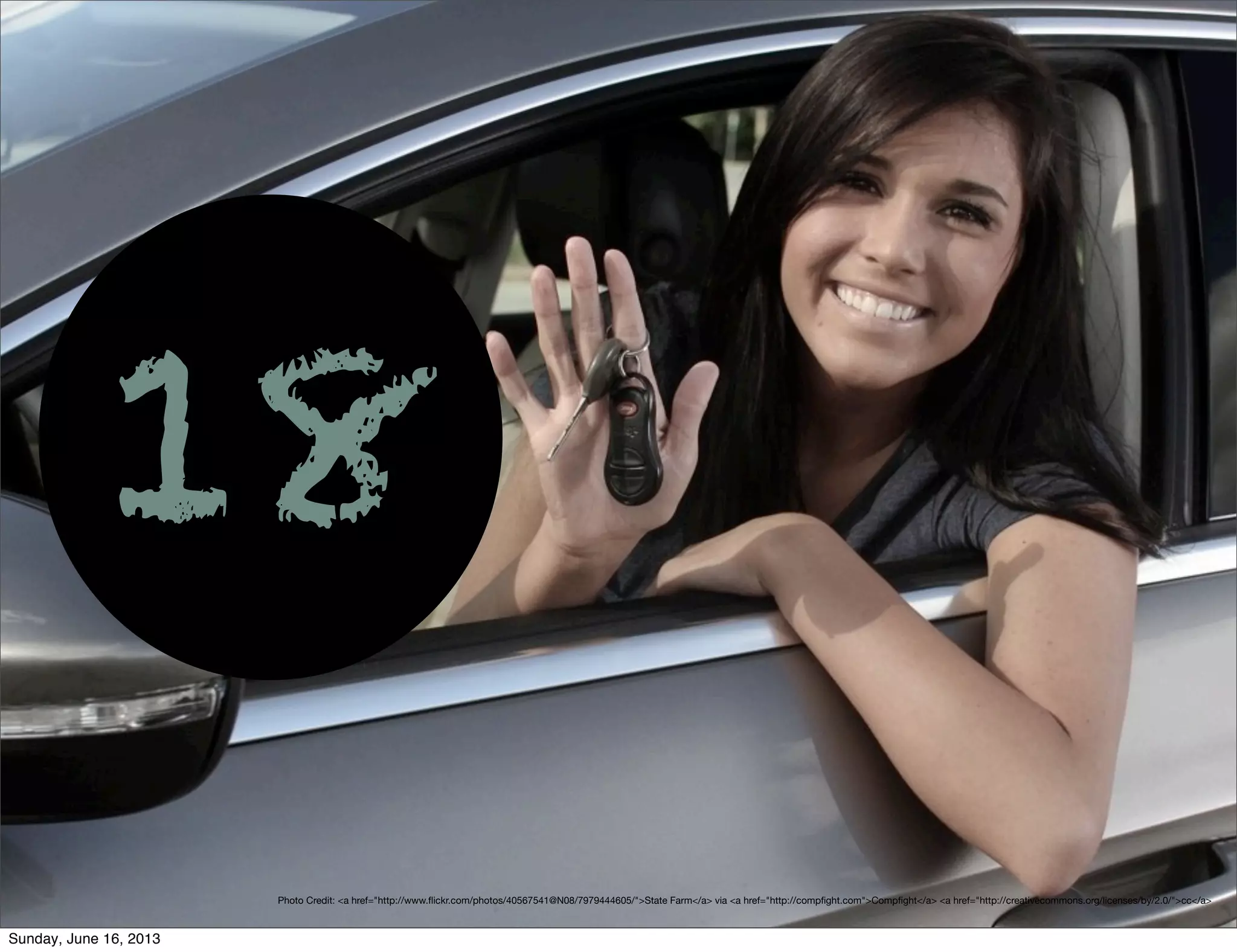 18
Photo Credit: <a href="http://www.ﬂickr.com/photos/40567541@N08/7979444605/">State Farm</a> via <a href="http://compﬁght.com">Compﬁght</a> <a href="http://creativecommons.org/licenses/by/2.0/">cc</a>
Sunday, June 16, 2013
 