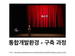 통합개발환경 - 구축 과정
image : http://www.presentationzen.com/presentationzen/2005/10/apple_special_e.html
 
