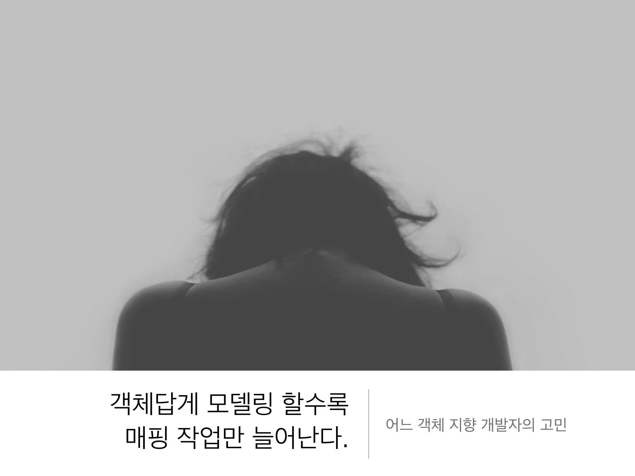객체답게 모델링 할수록
매핑 작업만 늘어난다.
어느 객체 지향 개발자의 고민
 