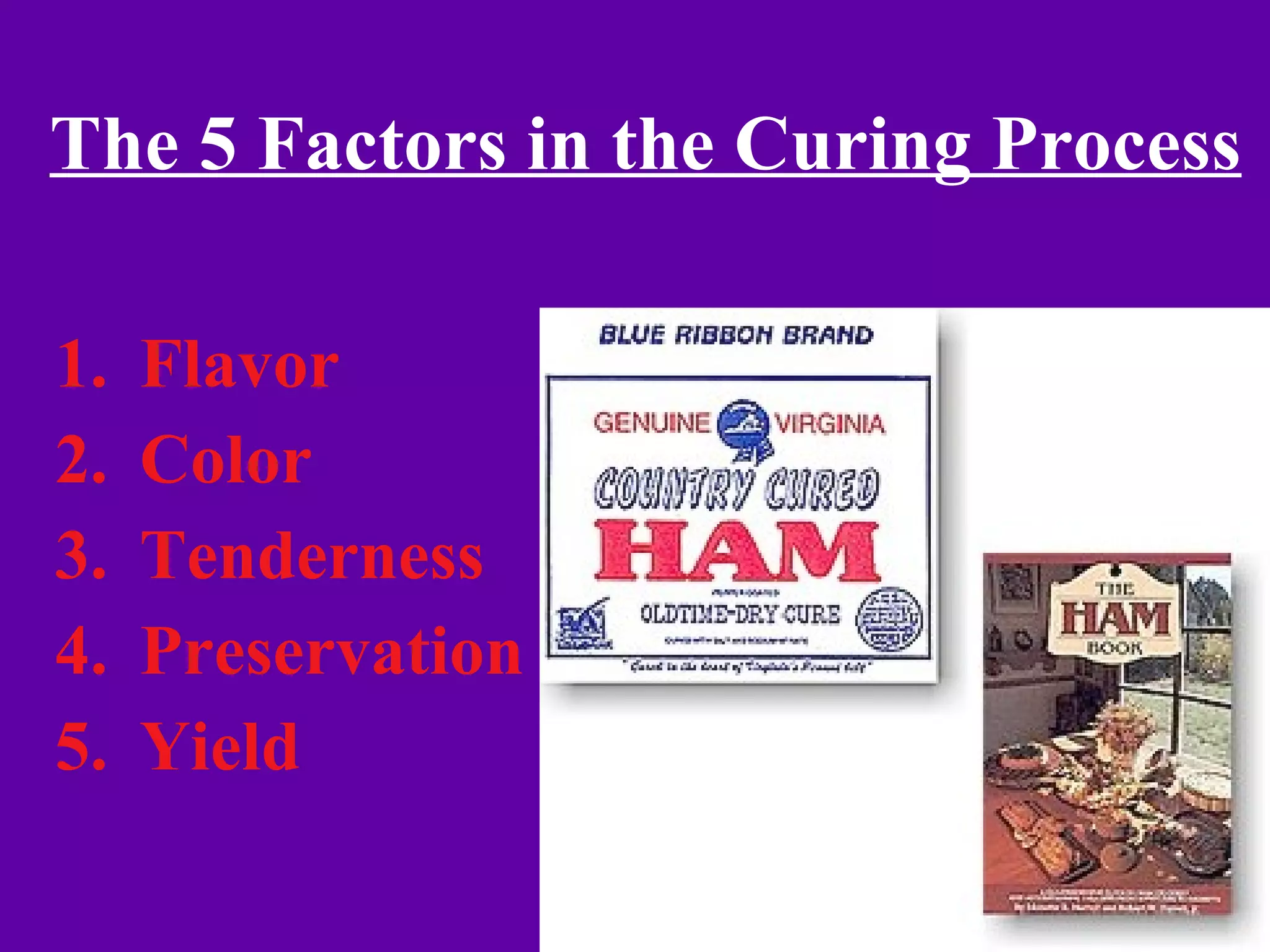 The 5 Factors in the Curing Process Flavor Color Tenderness Preservation Yield 