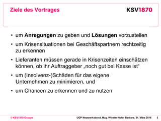 3© KSV1870 Gruppe UGP Netzwerkabend, Mag. Wiesler-Hofer Barbara, 31. März 2016
Ziele des Vortrages
• um Anregungen zu gebe...