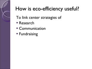 Concepts, impacts & benefits of eco-efficiency