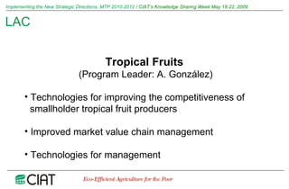 Implementing the New Strategic Directions: Medium Term Plan 2010-2012