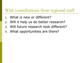 Eco-efficient agriculture for the Poor: A Regional Perspective