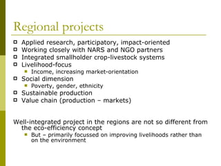 Eco-efficient agriculture for the Poor: A Regional Perspective