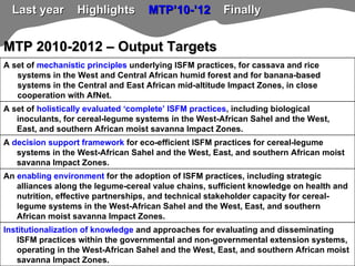 TSBF Institute of CIAT: ISFM-based crop production