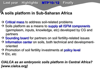 TSBF Institute of CIAT: ISFM-based crop production