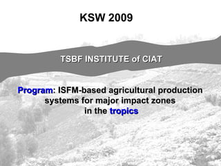 TSBF Institute of CIAT: ISFM-based crop production