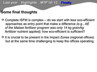 TSBF Institute of CIAT: ISFM-based crop production