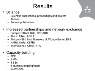 The SLU and CIAT-TSBF collaboration