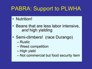 Beans and Eco-efficiency in a Changing Environment