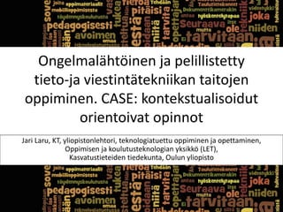 TUTKIJA JA SOSIAALINEN MEDIA 
Jari Laru, yliopistonlehtori http://about.me/jari.laru 
Pirkko Hyvönen, dosentti http://pirkkohyvonen.wordpress.com 
 