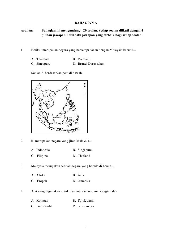 Soalan Ujian Bulanan Geografi Tingkatan 4 - Selangor c Soalan Ujian Bulanan Geografi Tingkatan 4 - Selangor c