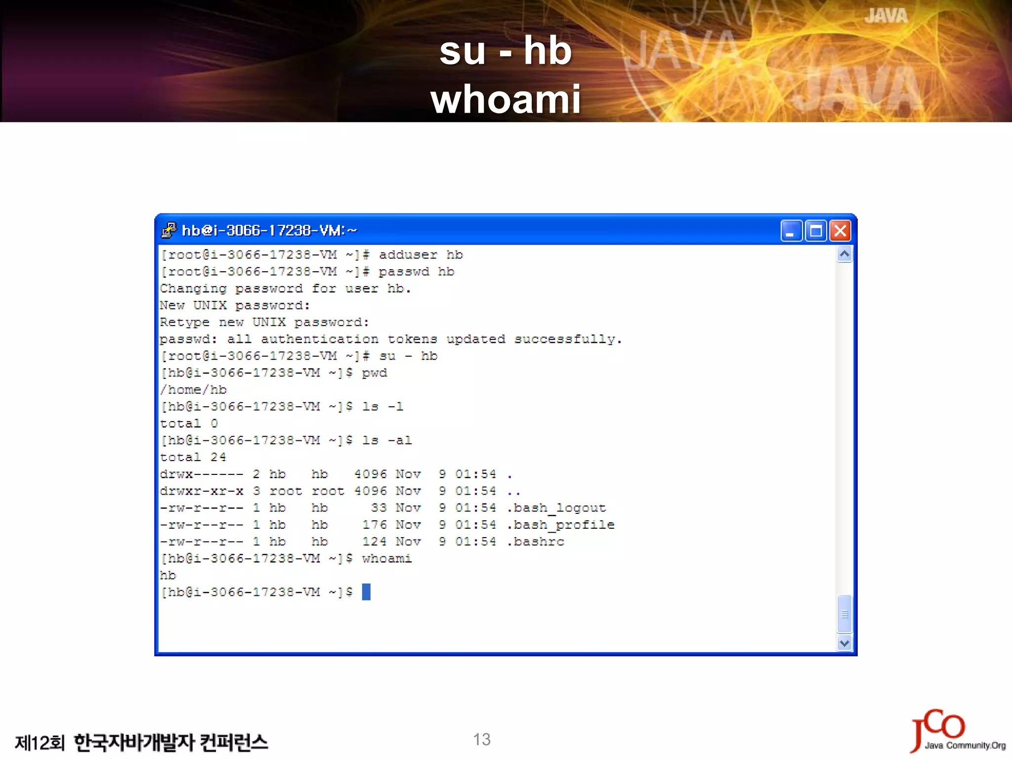 su - hb
whoami




 13
 