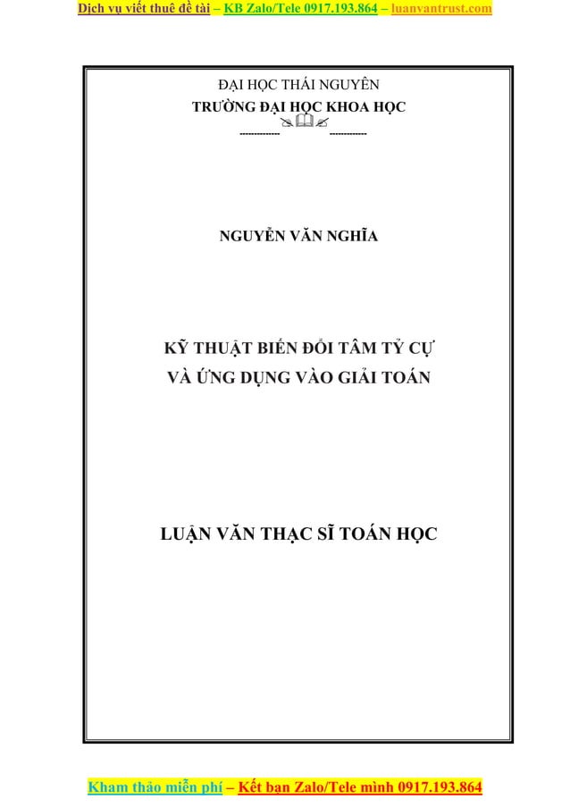 Kỹ thuật biến đổi tâm tỷ cự và ứng dụng vào giải Toán.doc