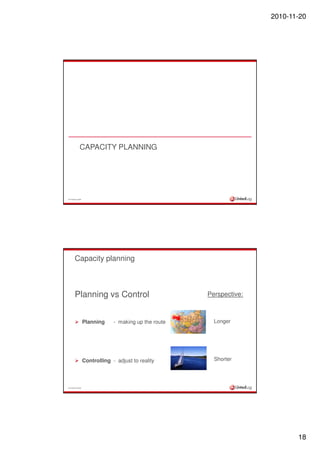 2010-11-20




              CAPACITY PLANNING




© UnitedLog 2009




        Capacity planning



        Planning vs C...