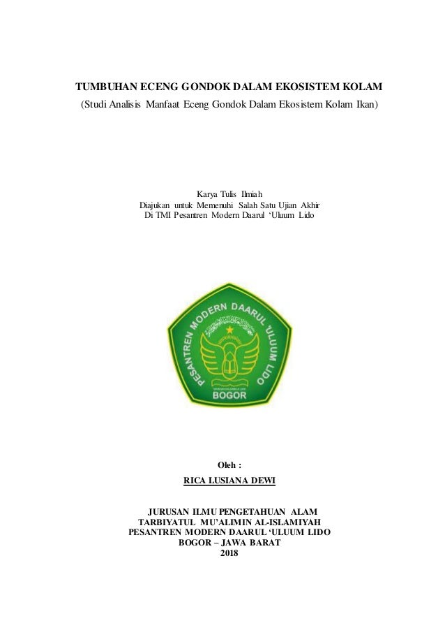 Karya Tulis Ilmiah Tumbuhan Eceng Gondok