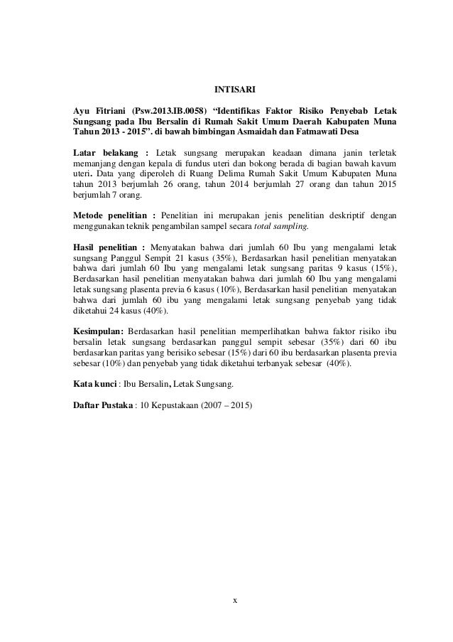 IDENTIFIKASI FAKTOR RISIKO PENYEBAB LETAK SUNGSANG PADA 