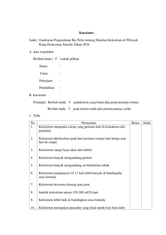 Contoh Proposal Gambaran Pengetahuan Ibu Tentang Asi Eksklusif
