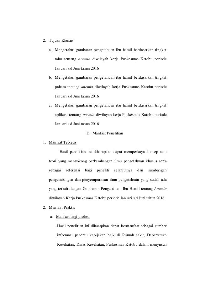Gambaran Pengetahuan Ibu Hamil Tentang Anemia Di Wilayah Kerja Puskes