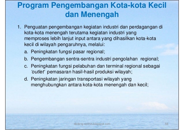 Strategi dan Kebijakan Pembangunan Wilayah Kawasan Timur 