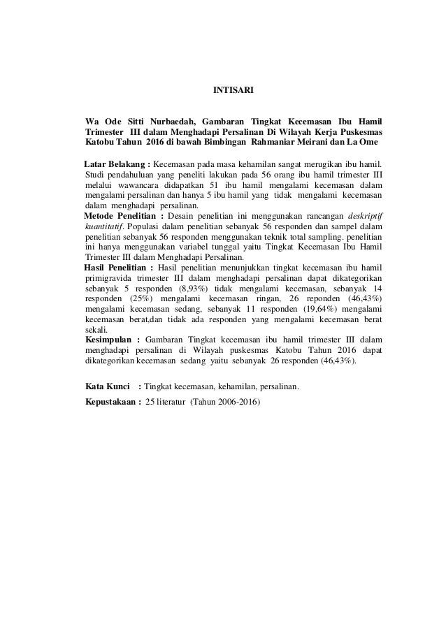 GAMBARAN TINGKAT KECEMASAN IBU HAMIL TRIMESTER III DALAM 