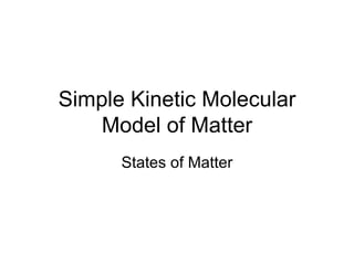 Simple Kinetic Molecular Model of Matter States of Matter 