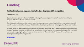 Funding
Artificial intelligence-supported early fracture diagnosis: SBRI competition
Deadline: 24th July
Organisations can...