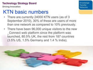 16 Existing Knowledge Transfer Networks:# to merge into one ICT KTN in April 2011