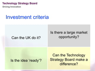 Investment criteria