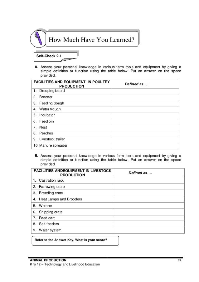 K To 12 Animal Production Learning Module