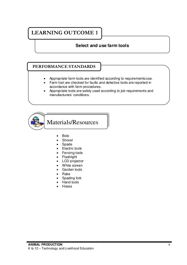 K To 12 Animal Production Learning Module