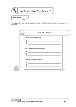 K to 12 automotive learning module | PDF