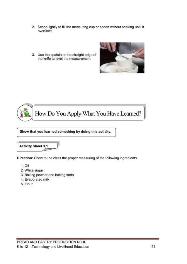 K to 12 bread and pastry learning module