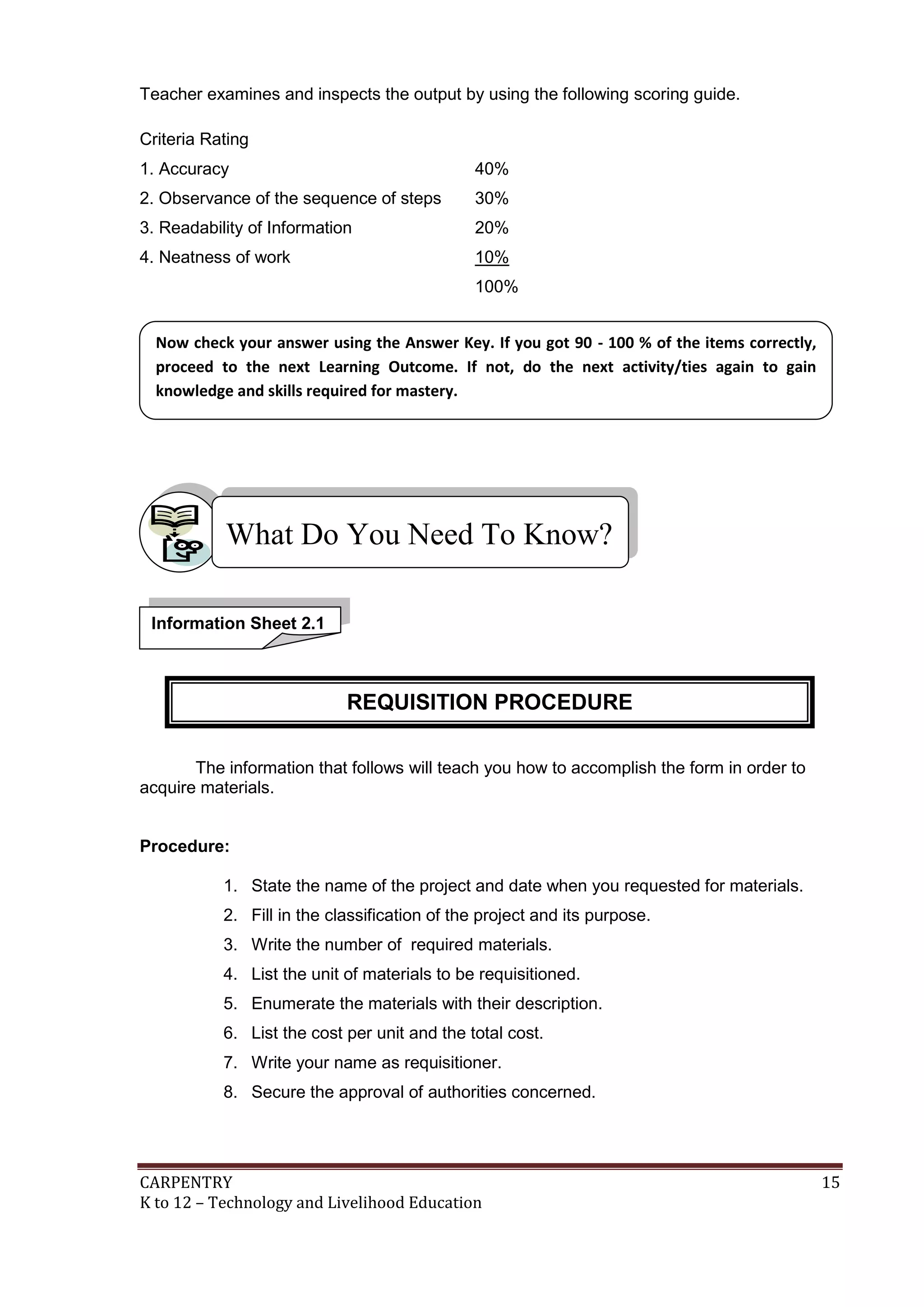 K to 12 Carpentry Learning Modules | PDF
