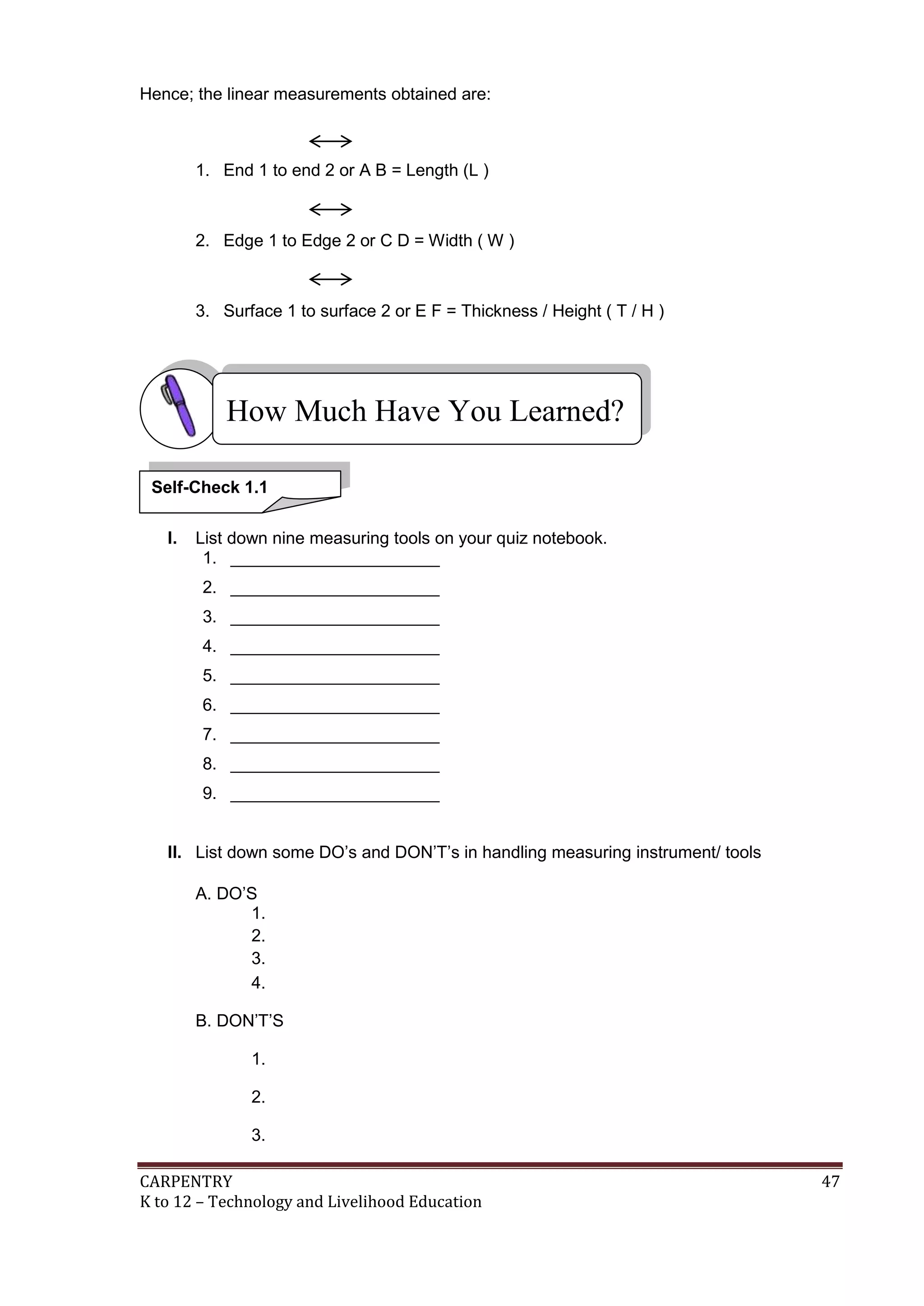 K to 12 Carpentry Learning Modules | PDF