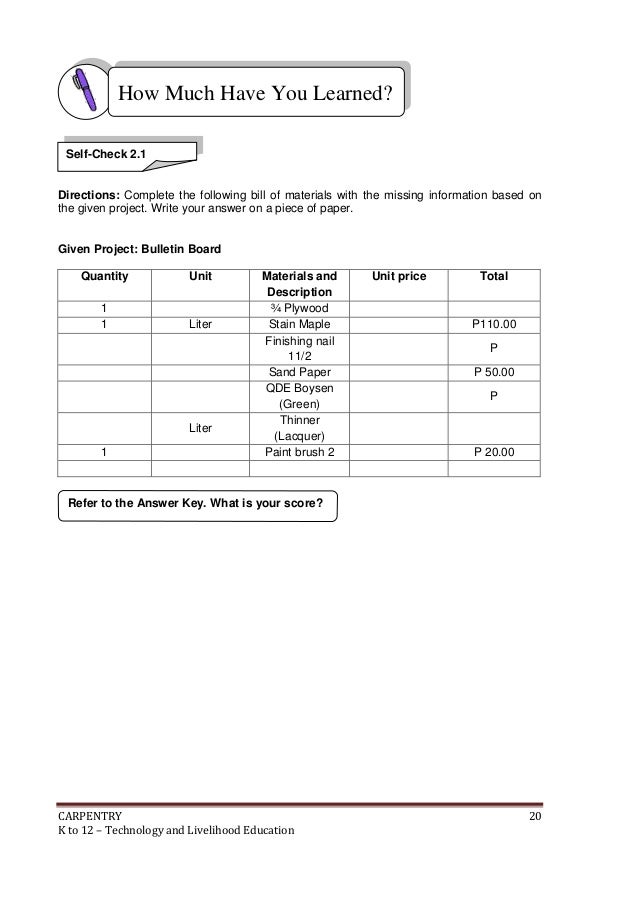 K to 12 Carpentry Learning Modules