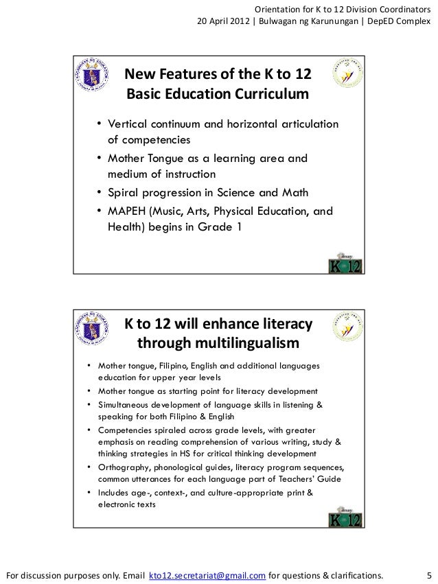 k to 12 curriculum