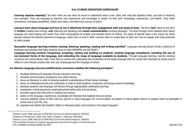 K To 12 Curriculum Guide English Pdf