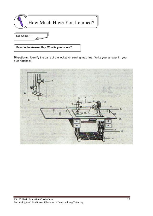 K To 40 Dressmaking Learning Module Simple Parts Of The Sewing Machine Quiz Answers K To 40 Dressmaking Learning Module Simple Parts Of The Sewing Machine Quiz Answers