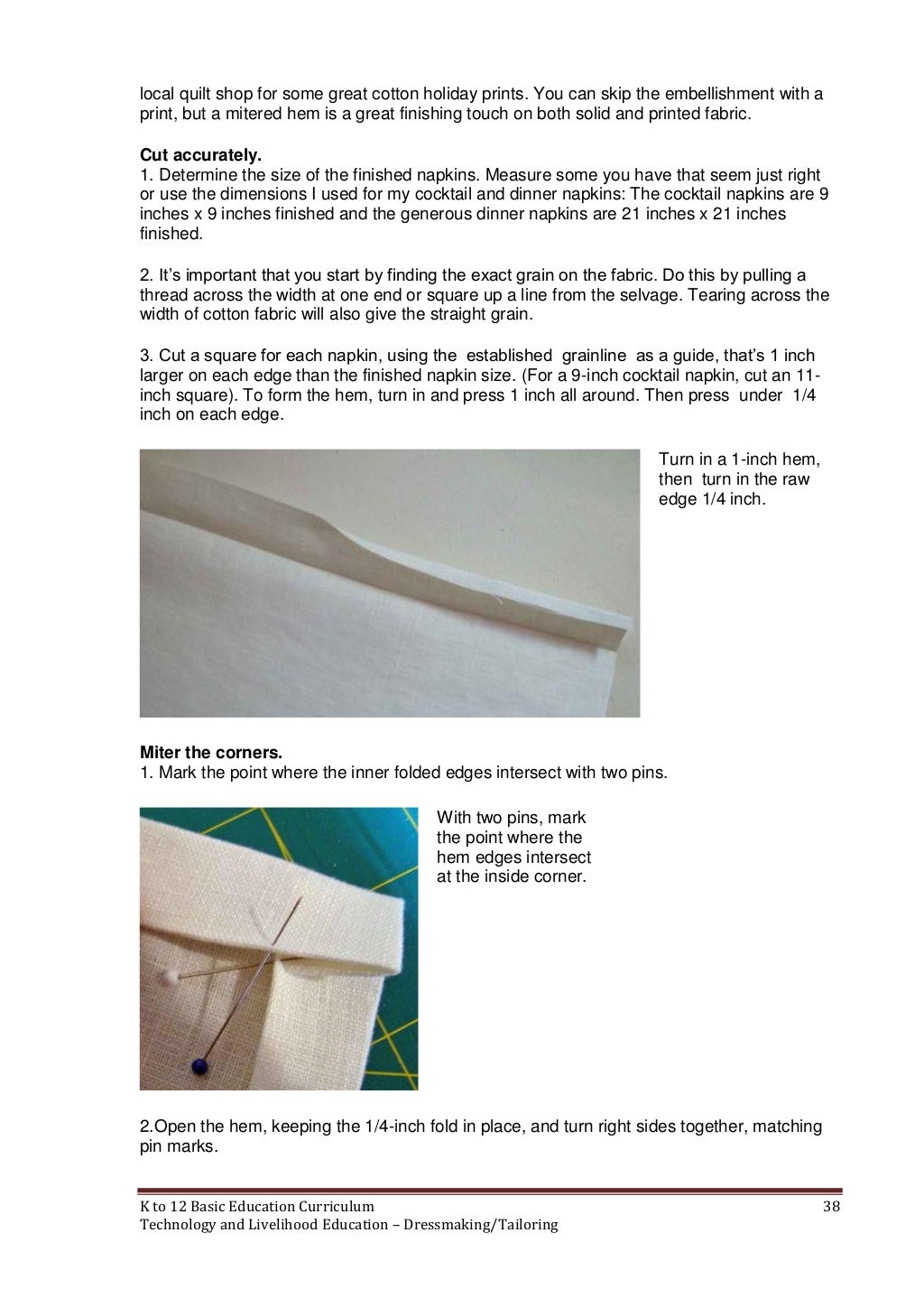 K to 12 dressmaking learning module