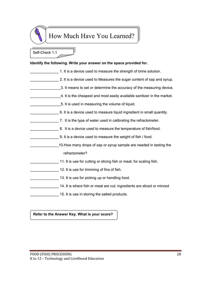 K to 12 fish processing learning module