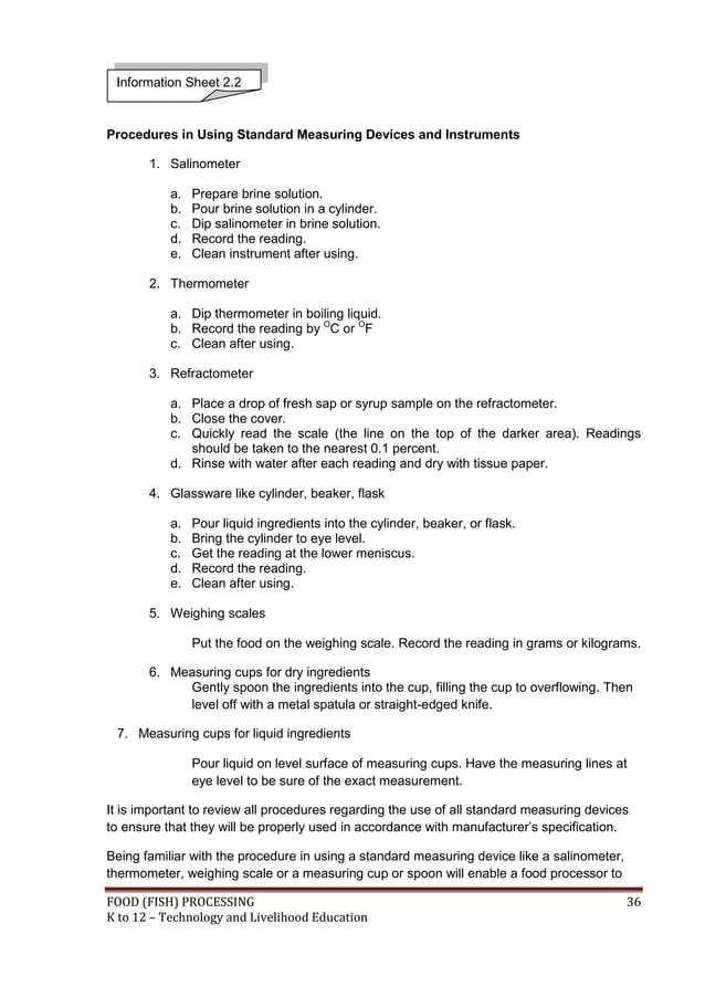 K to 12 fish processing learning module
