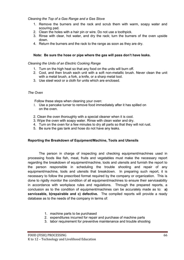 K to 12 fish processing learning module