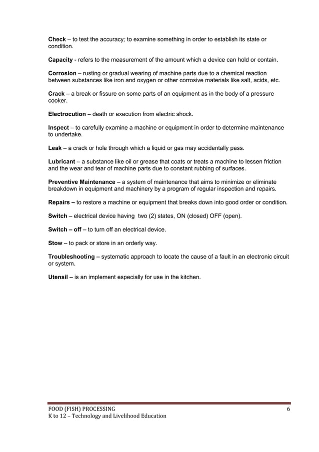 K to 12 fish processing learning module