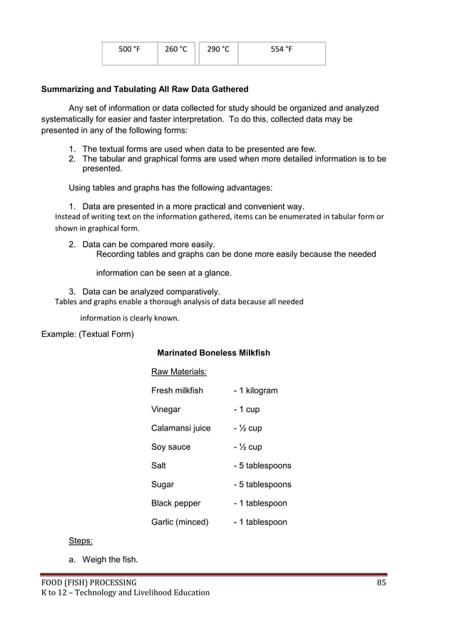 K to 12 fish processing learning module